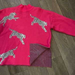 Pink Sweater with Leopard Print